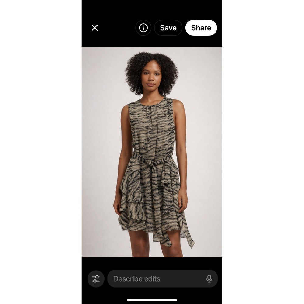 Express Sleeveless Zebra print tiered ruffle fit and flare dress Lg Sleeveless